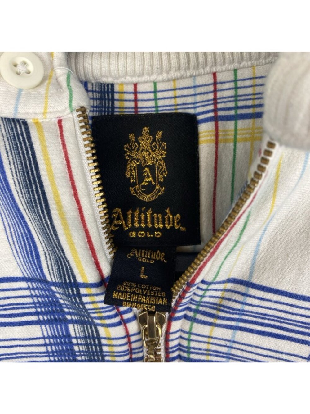 Attitude Gold Striped Cuffed Jacket Size Large Y2K - Picture 3 of 4